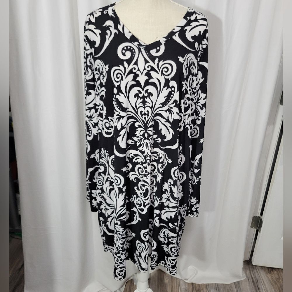 Chic soul Black and white paisley swing dress with pockets Sz XXL - Picture 4 of 11